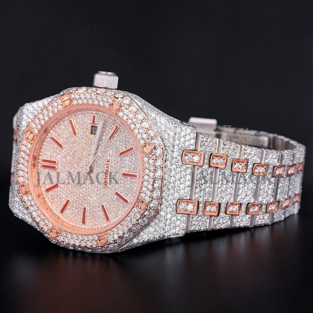 Luxury Rose Gold Moissanite Automatic Watch VVS1