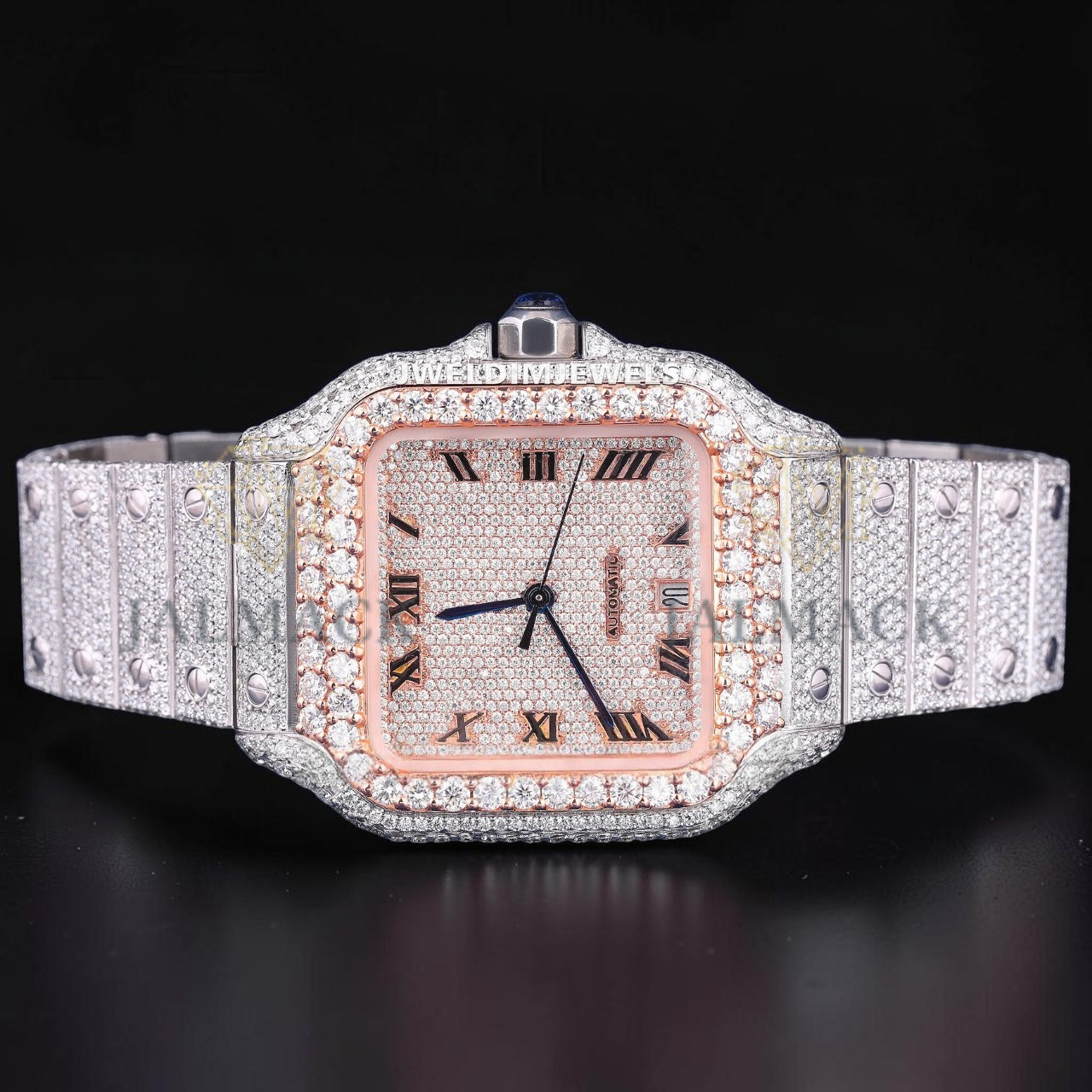 Luxury Square Rose Gold Moissanite Automatic Watch