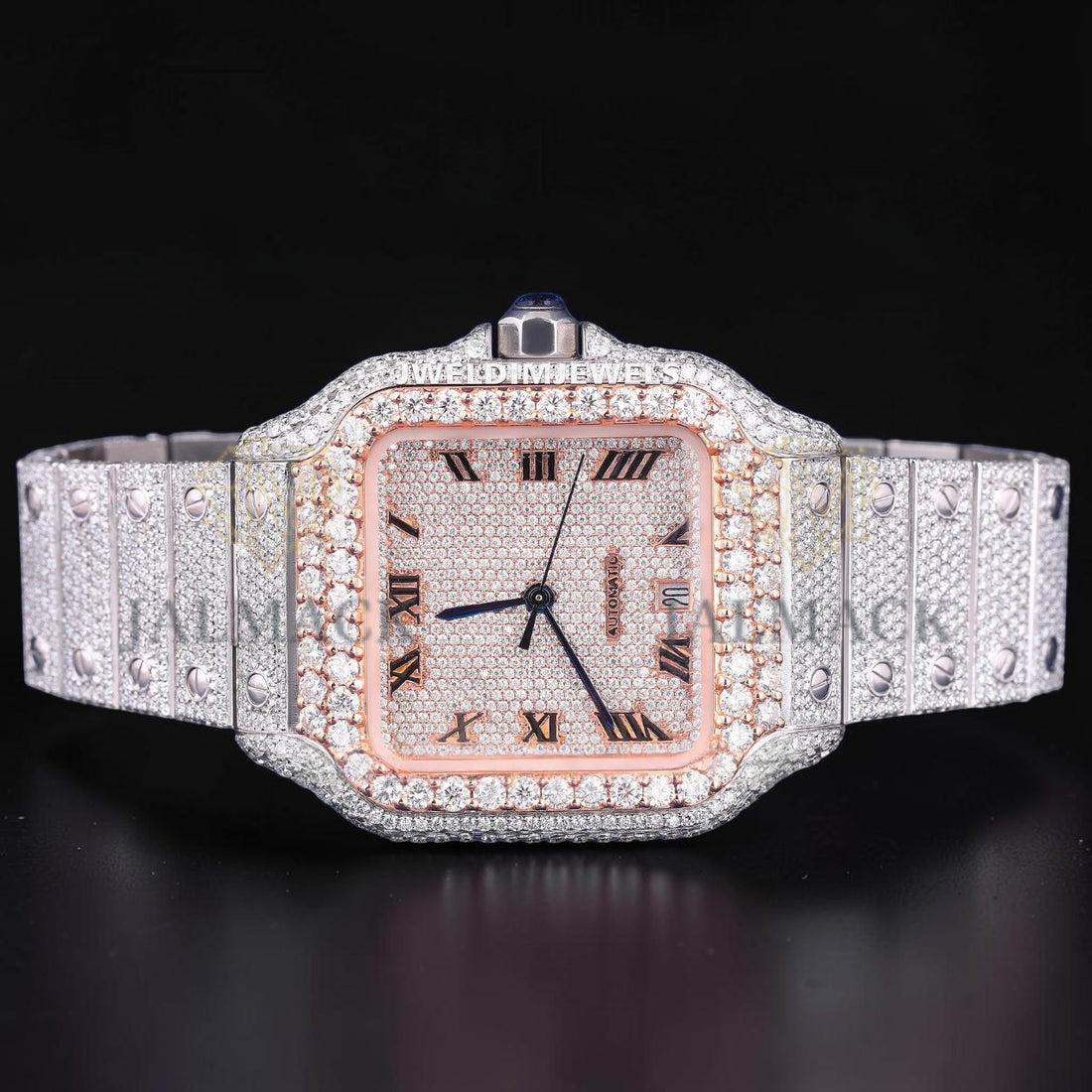 Luxury Square Rose Gold Moissanite Automatic Watch