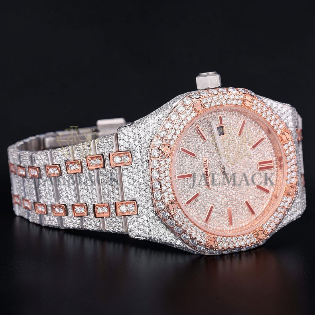 Luxury Rose Gold Moissanite Automatic Watch VVS1