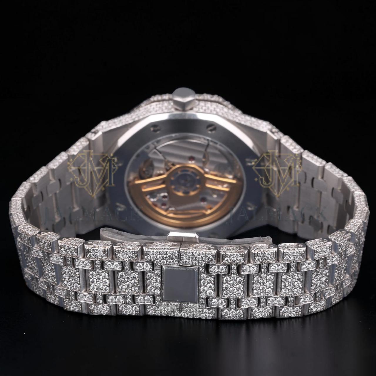Luxury Silver Moissanite Automatic Diamond Watch VVS1 D Color