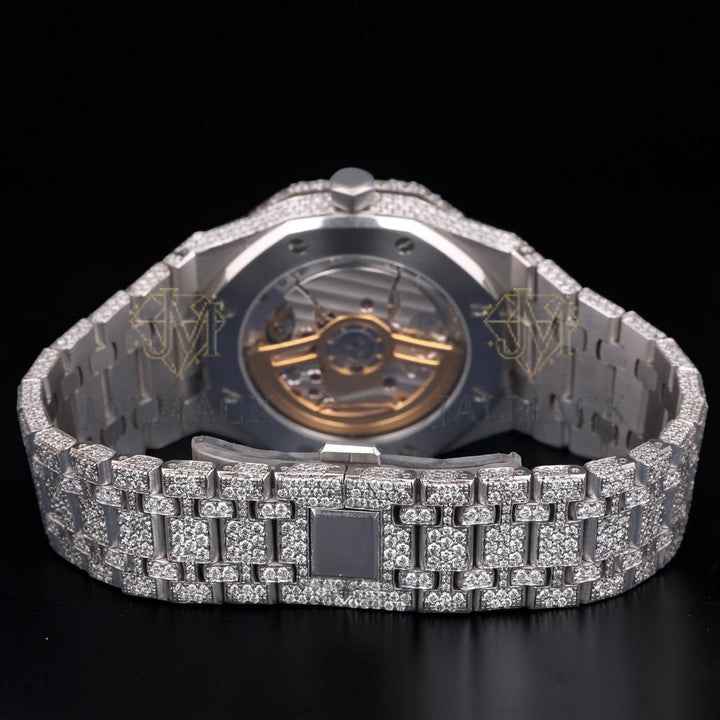 Luxury Silver Moissanite Automatic Diamond Watch VVS1 D Color