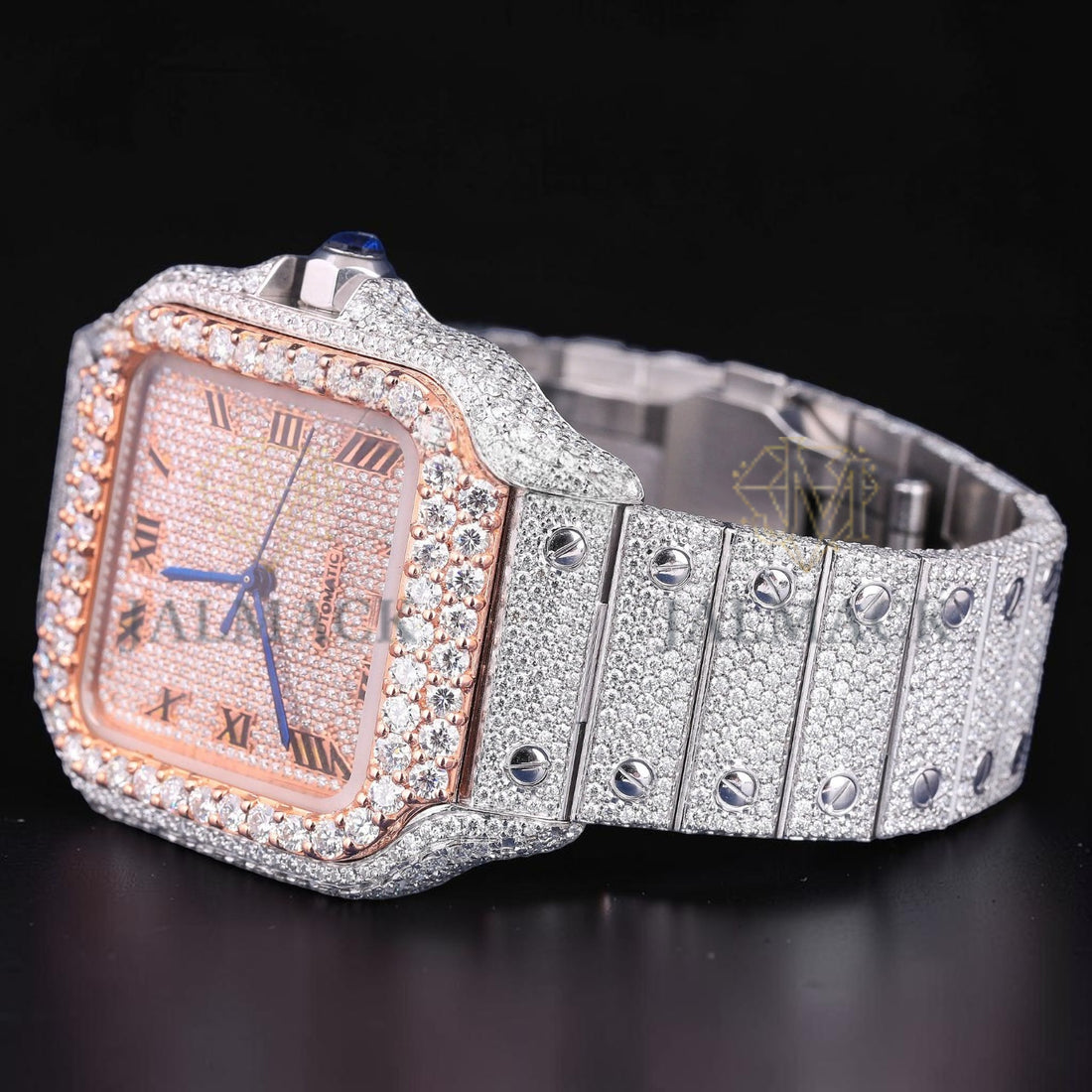 Luxury Square Rose Gold Moissanite Automatic Watch