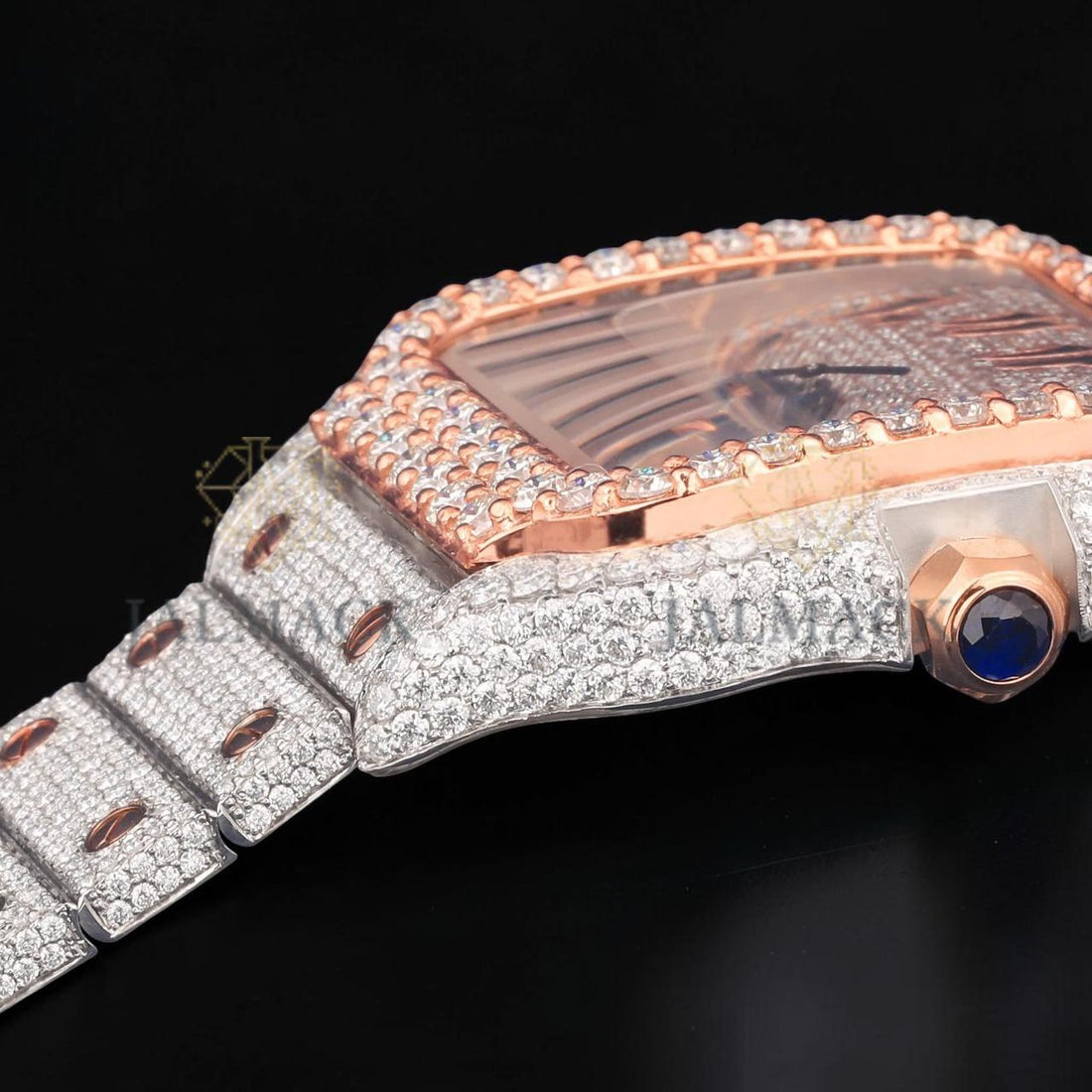 Luxury Two Tone Square Moissanite Automatic Watch VVS1 D Color