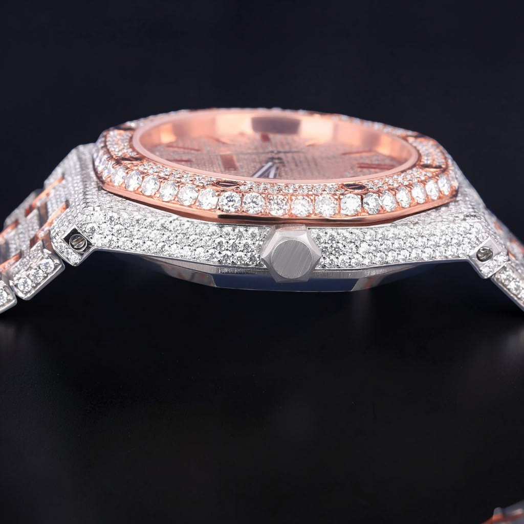 Luxury Rose Gold Moissanite Automatic Watch VVS1