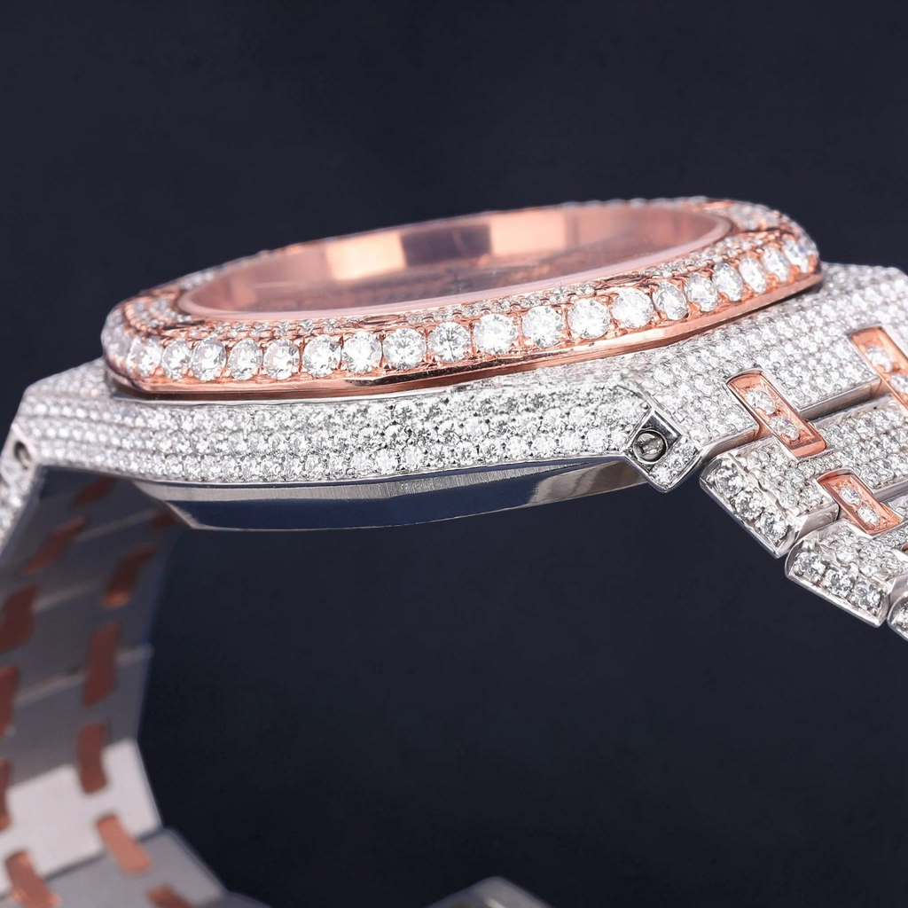 Luxury Rose Gold Moissanite Automatic Watch VVS1