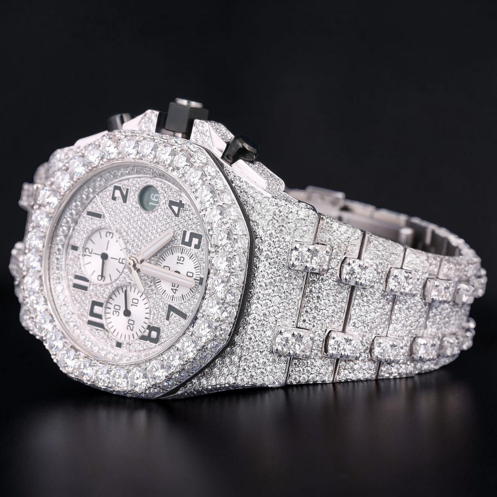 VVS1 D Color Moissanite Diamond Chronograph Automatic Watch