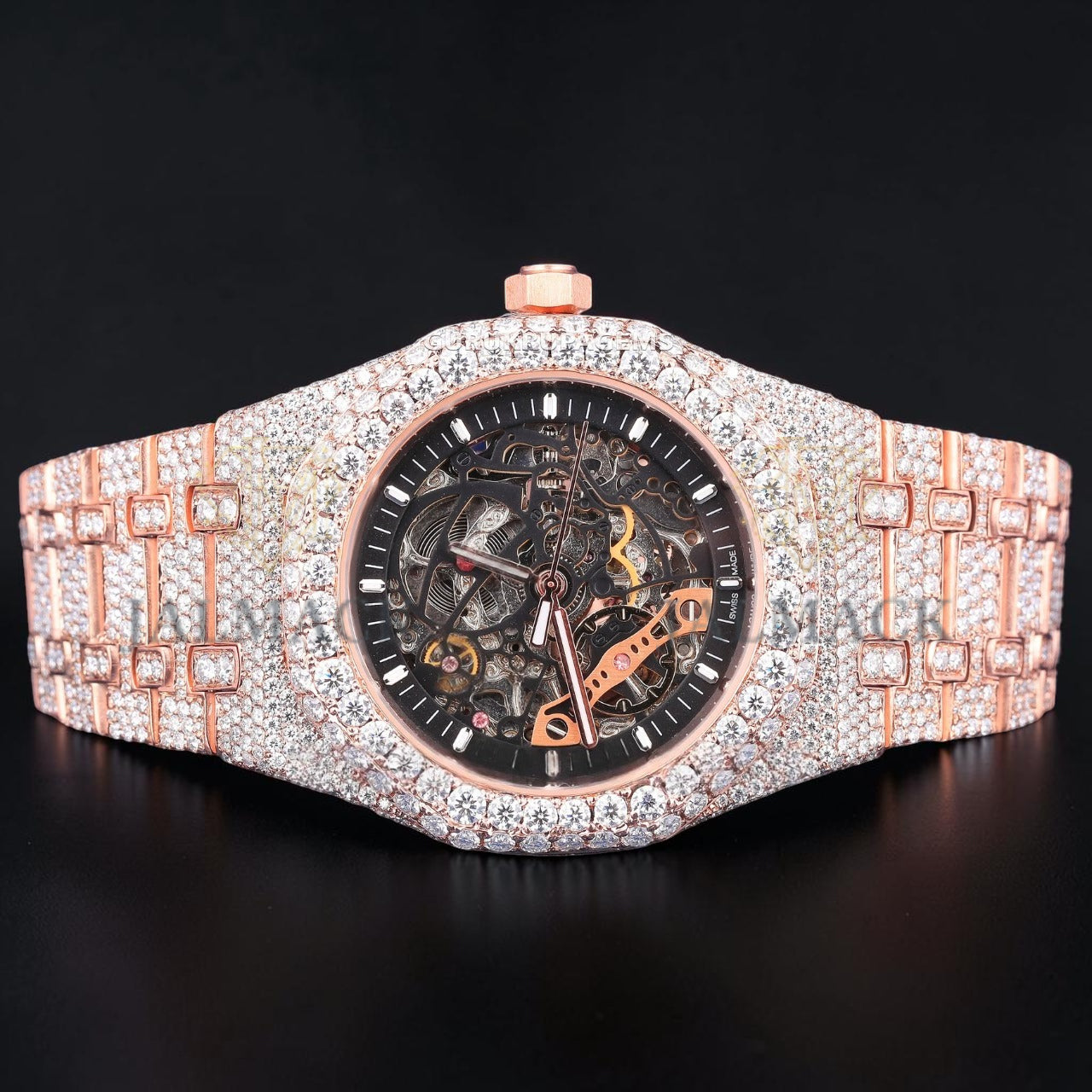 Luxury Skeleton Rose Gold Moissanite Automatic Watch