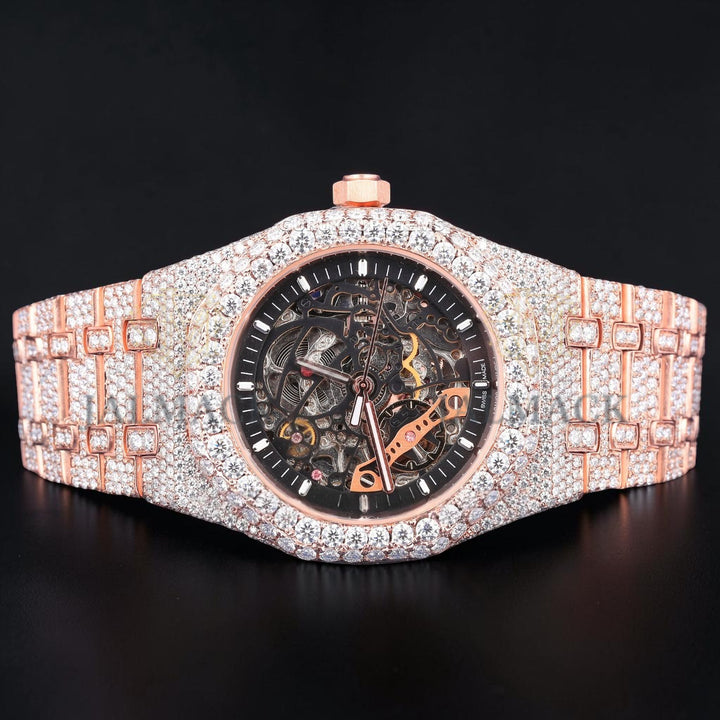 Luxury Skeleton Rose Gold Moissanite Automatic Watch