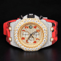 Luxury Two-Tone Moissanite Chronograph Watch With Red Camo Strap
