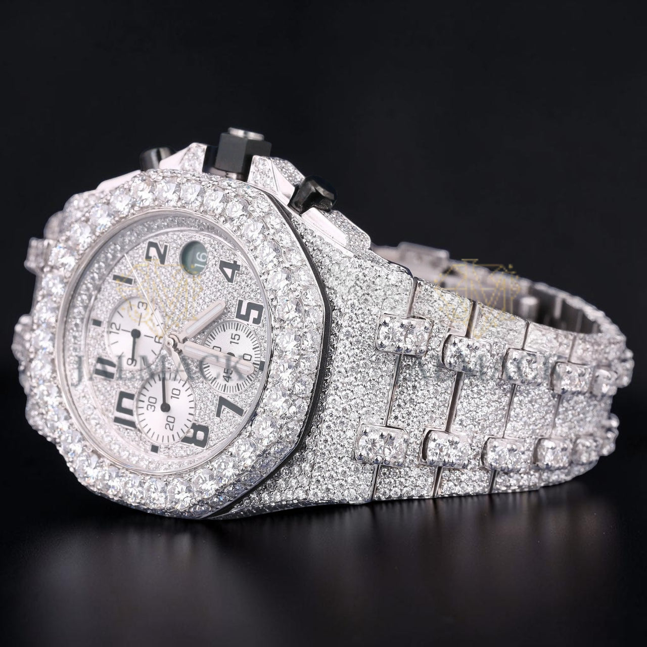 Luxury Silver Chronograph Moissanite Watch