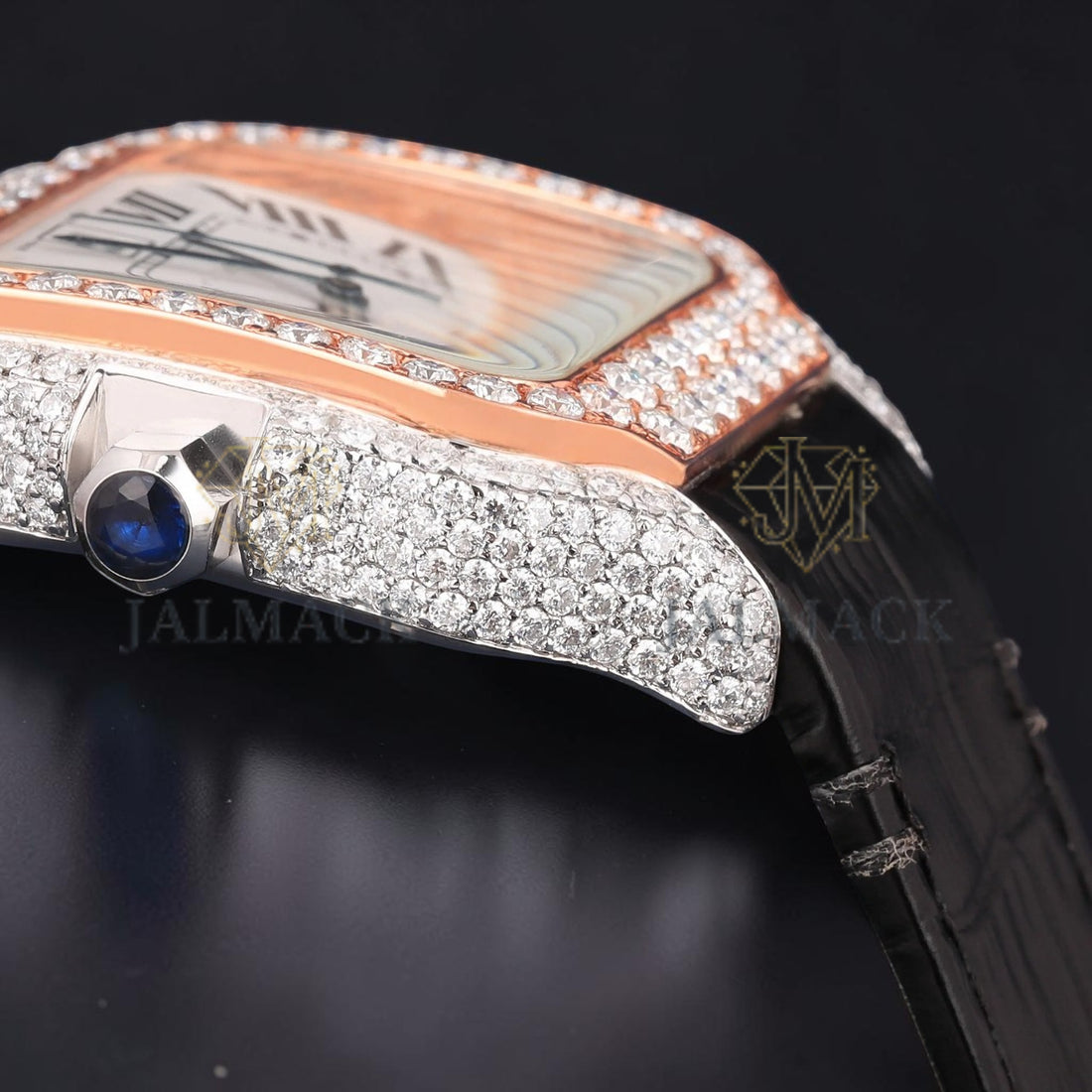 White Roman Rose Gold Moissanite Diamond Watch