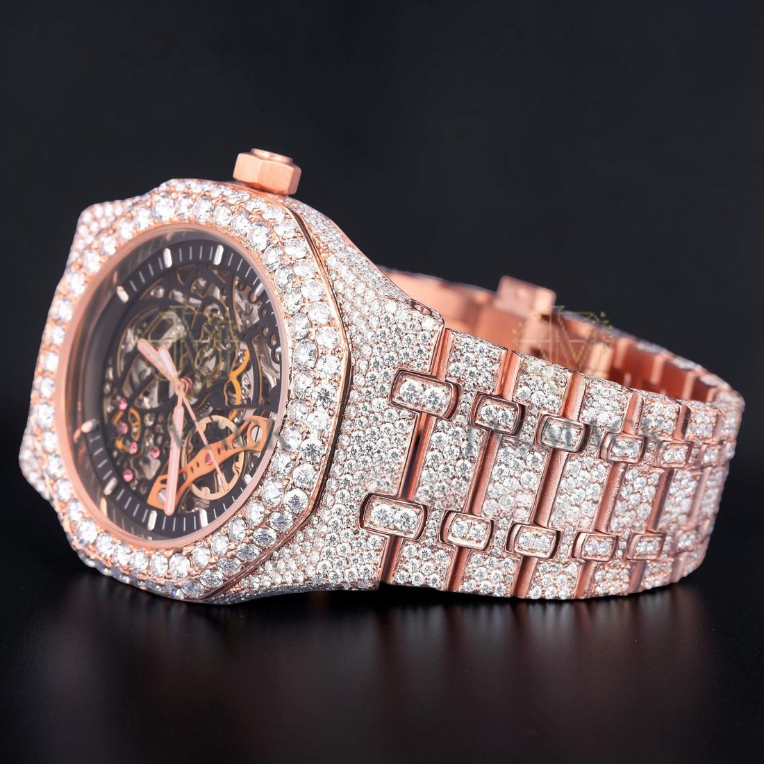 Luxury Skeleton Rose Gold Moissanite Automatic Watch