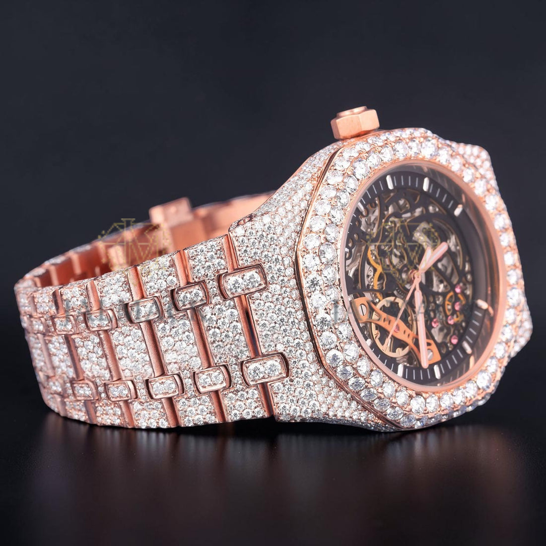 Luxury Skeleton Rose Gold Moissanite Automatic Watch