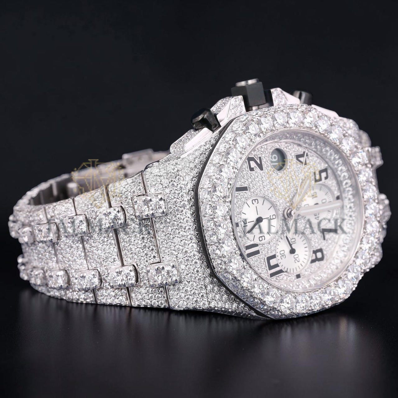 Luxury Silver Chronograph Moissanite Watch