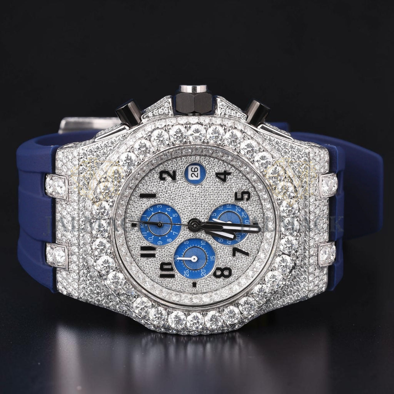 Blue Chronograph Moissanite Diamond Watch