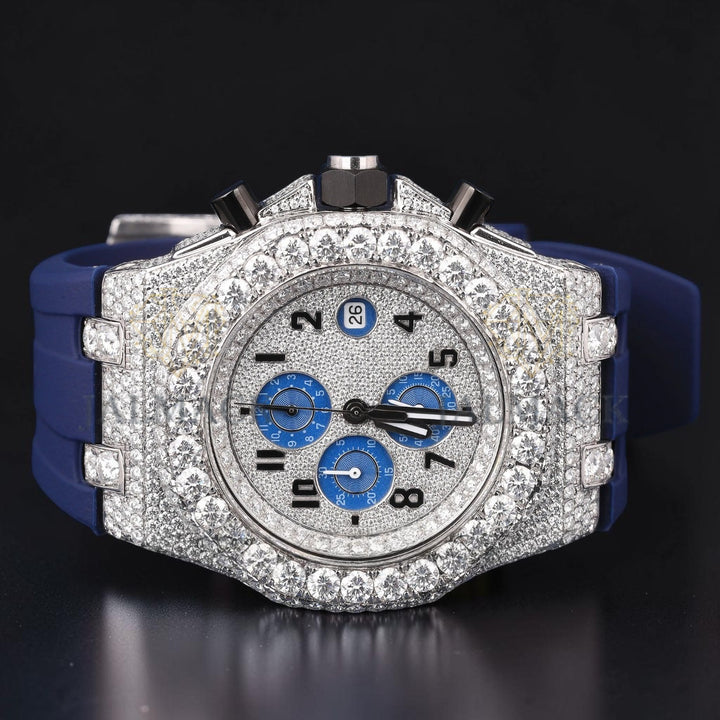 Blue Chronograph Moissanite Diamond Watch