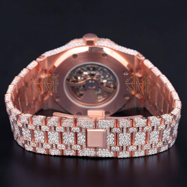 Luxury Skeleton Rose Gold Moissanite Automatic Watch