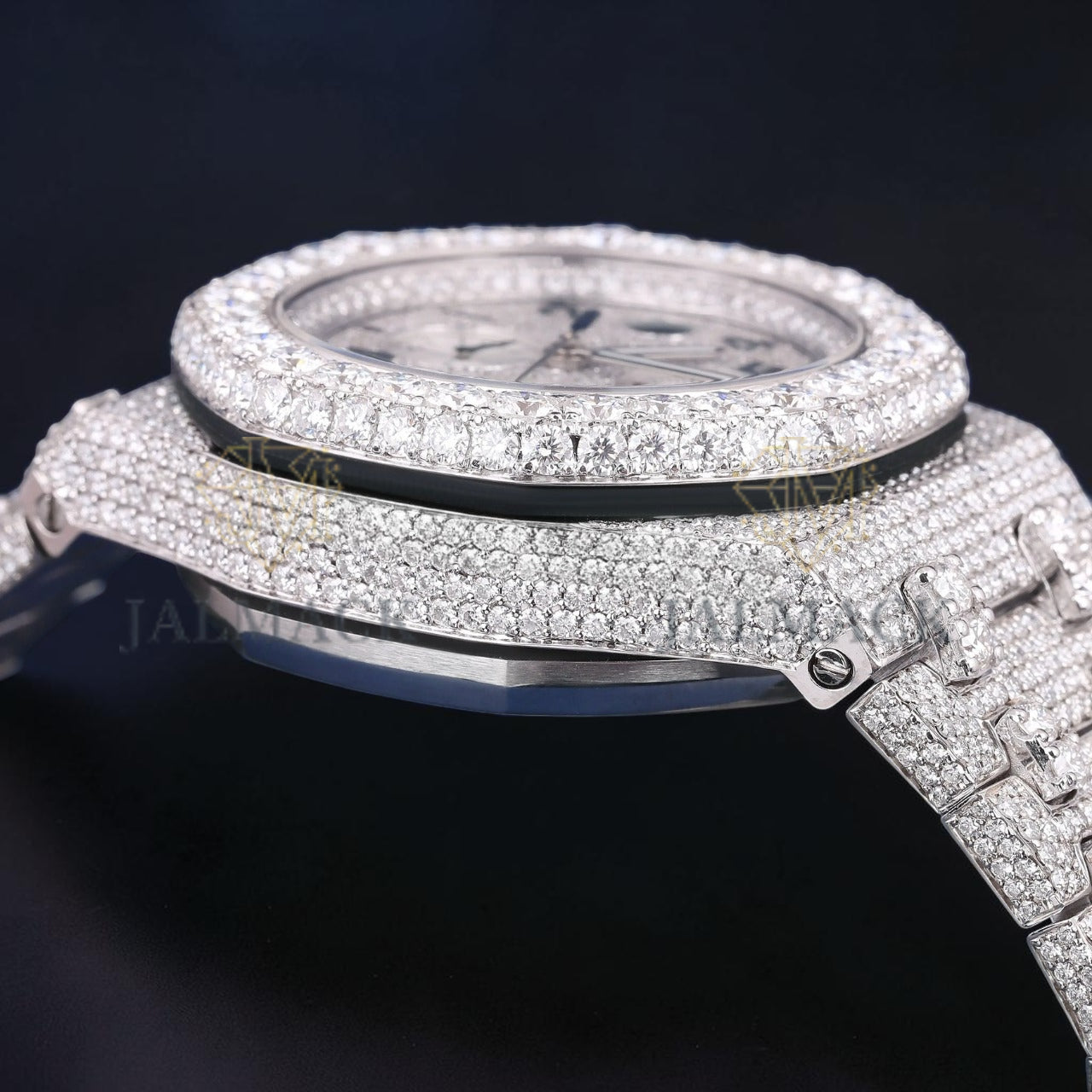 Luxury Silver Chronograph Moissanite Watch