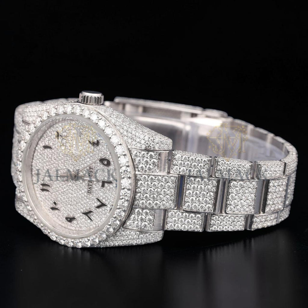Luxury Silver Moissanite Automatic Diamond Watch VVS1 D Color