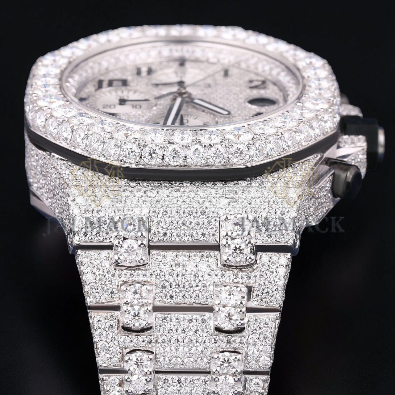 Luxury Silver Chronograph Moissanite Watch