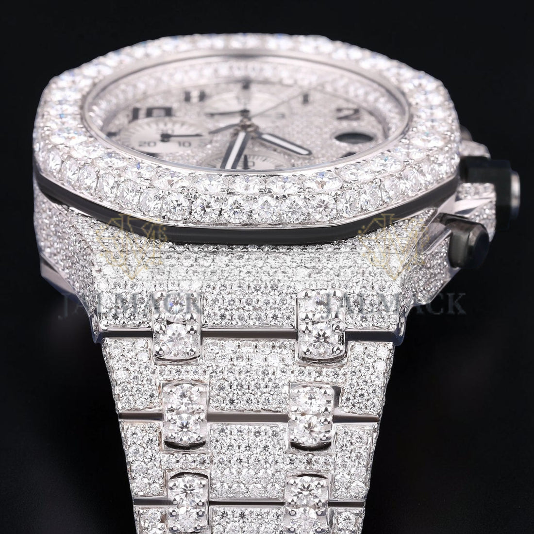 Luxury Silver Chronograph Moissanite Watch