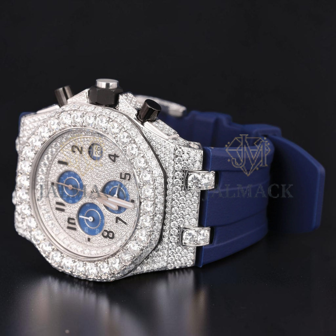 Blue Chronograph Moissanite Diamond Watch