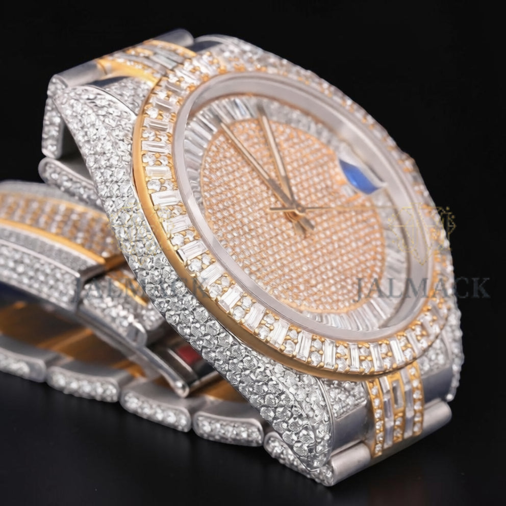 Luxury Baguette Two Tone Moissanite Automatic Watch