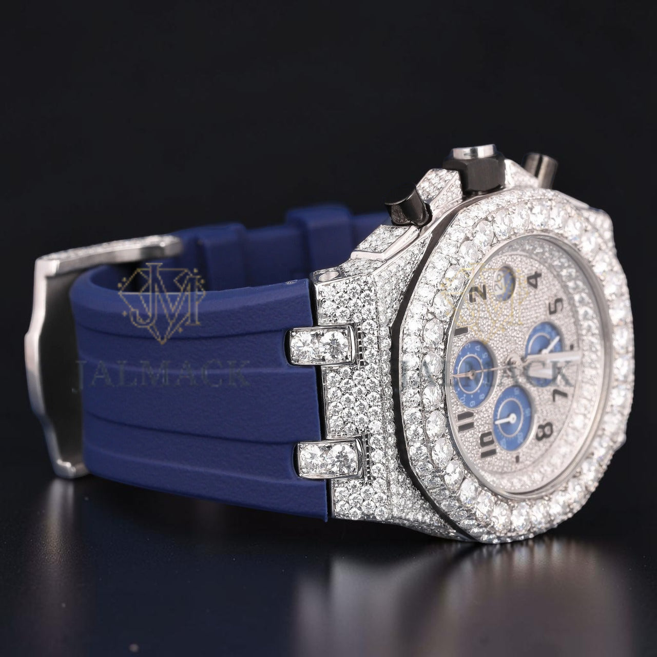 Blue Chronograph Moissanite Diamond Watch