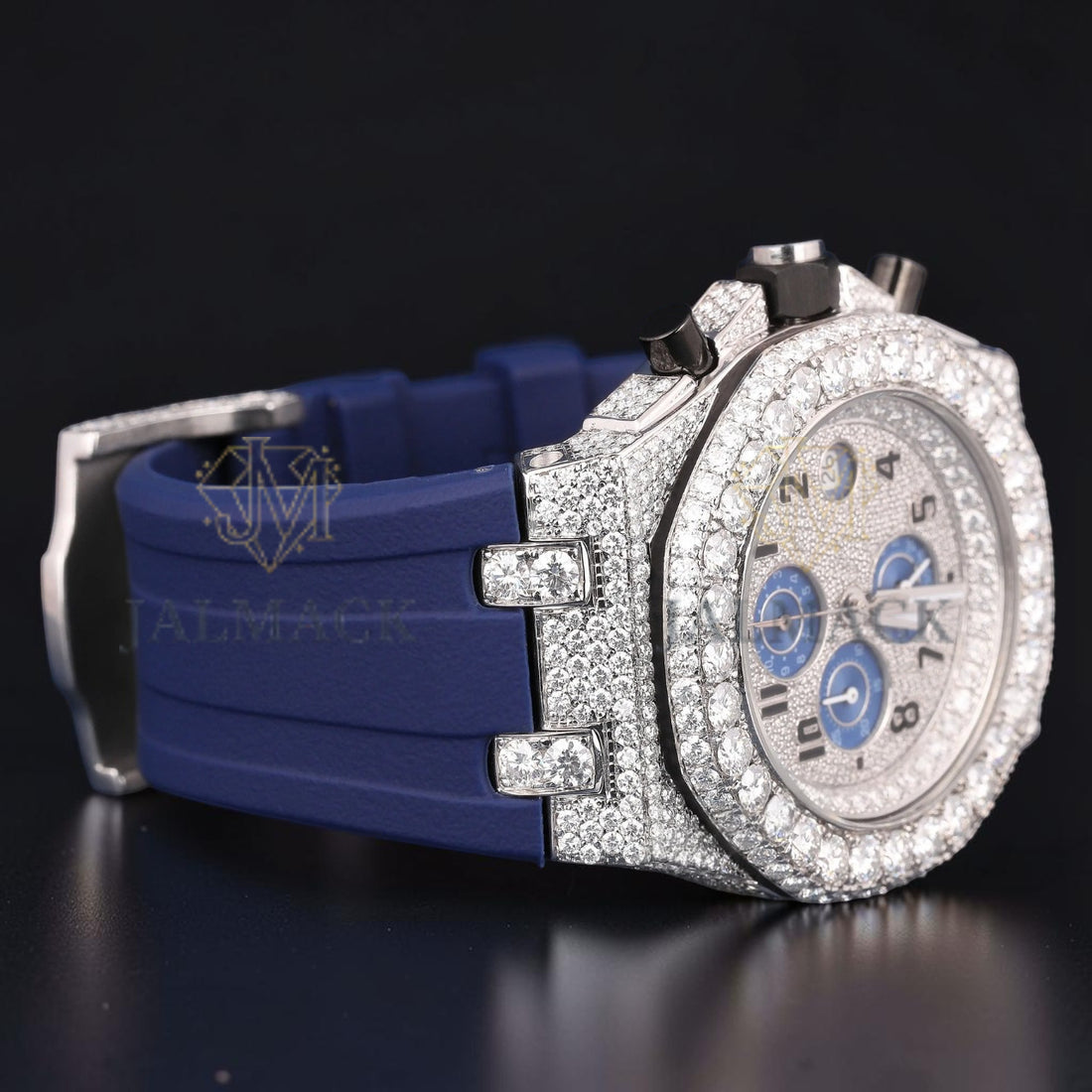 Blue Chronograph Moissanite Diamond Watch