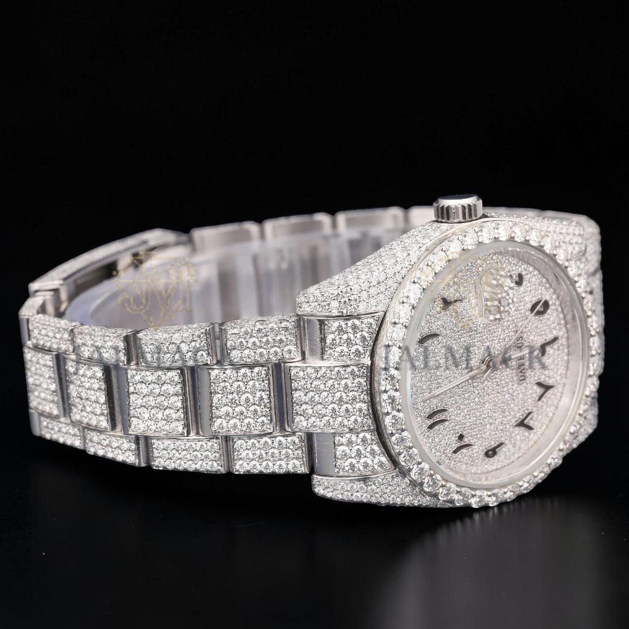 Luxury Silver Moissanite Automatic Diamond Watch VVS1 D Color