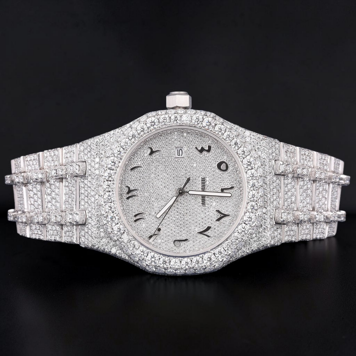 Luxury Silver Moissanite Automatic Watch VVS1 D Color