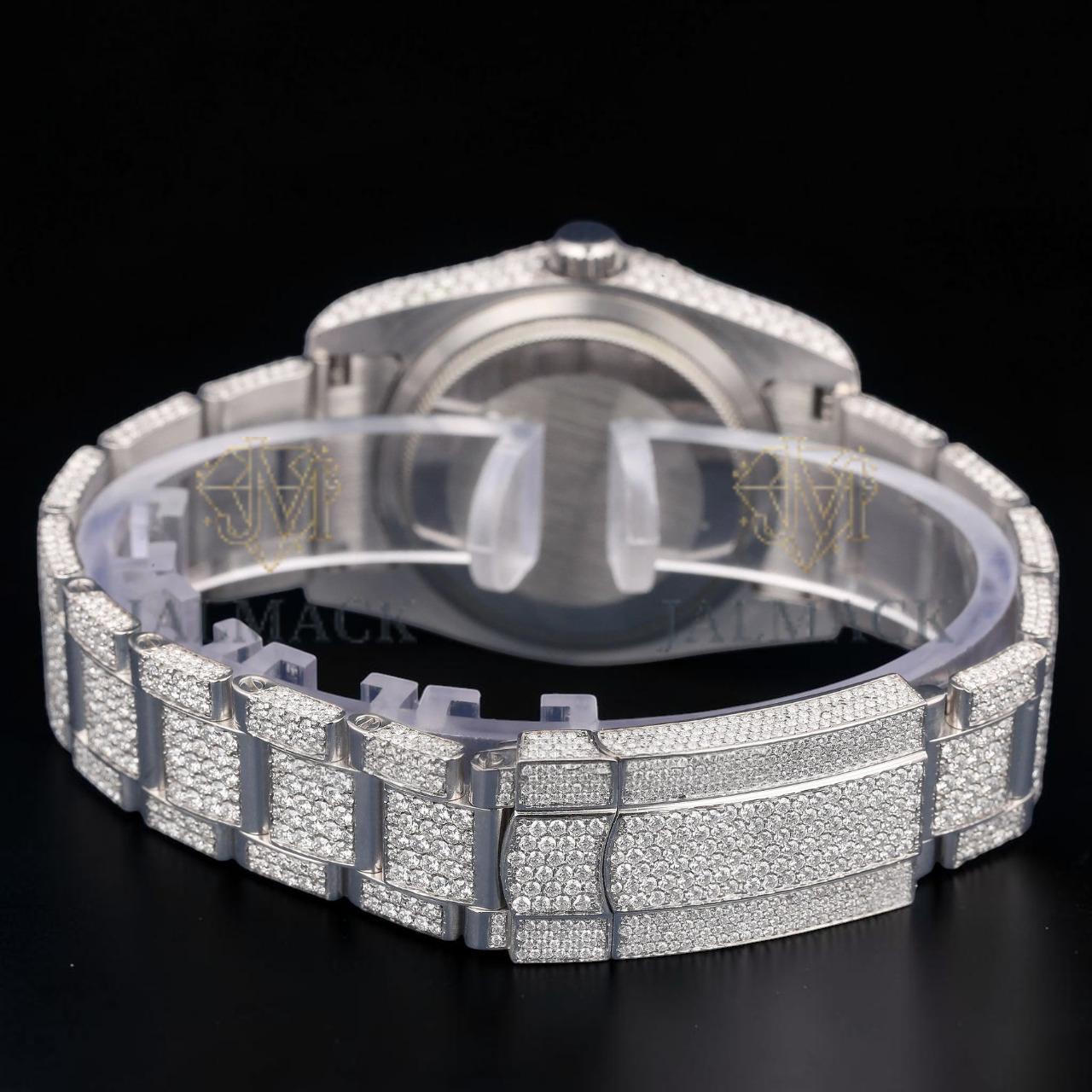 Luxury Silver Moissanite Automatic Diamond Watch VVS1 D Color