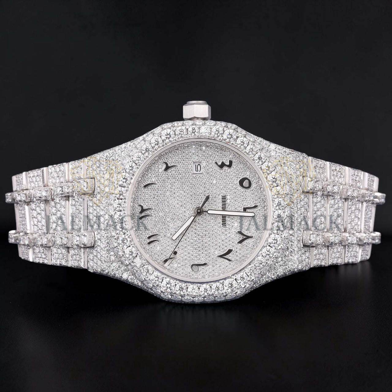 Luxury Silver Moissanite Automatic Watch VVS1 D Color