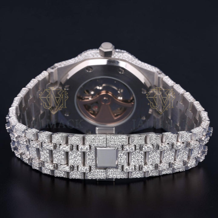 Luxury Silver Moissanite Automatic Watch VVS1 D Color