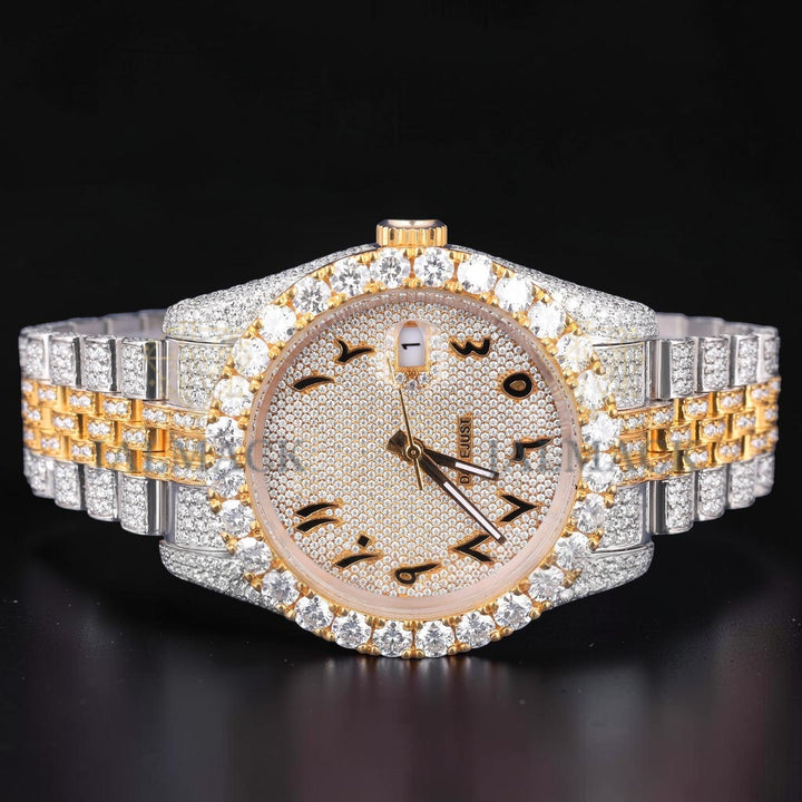 Luxury Arabic Dial Two Tone Moissanite Automatic Watch