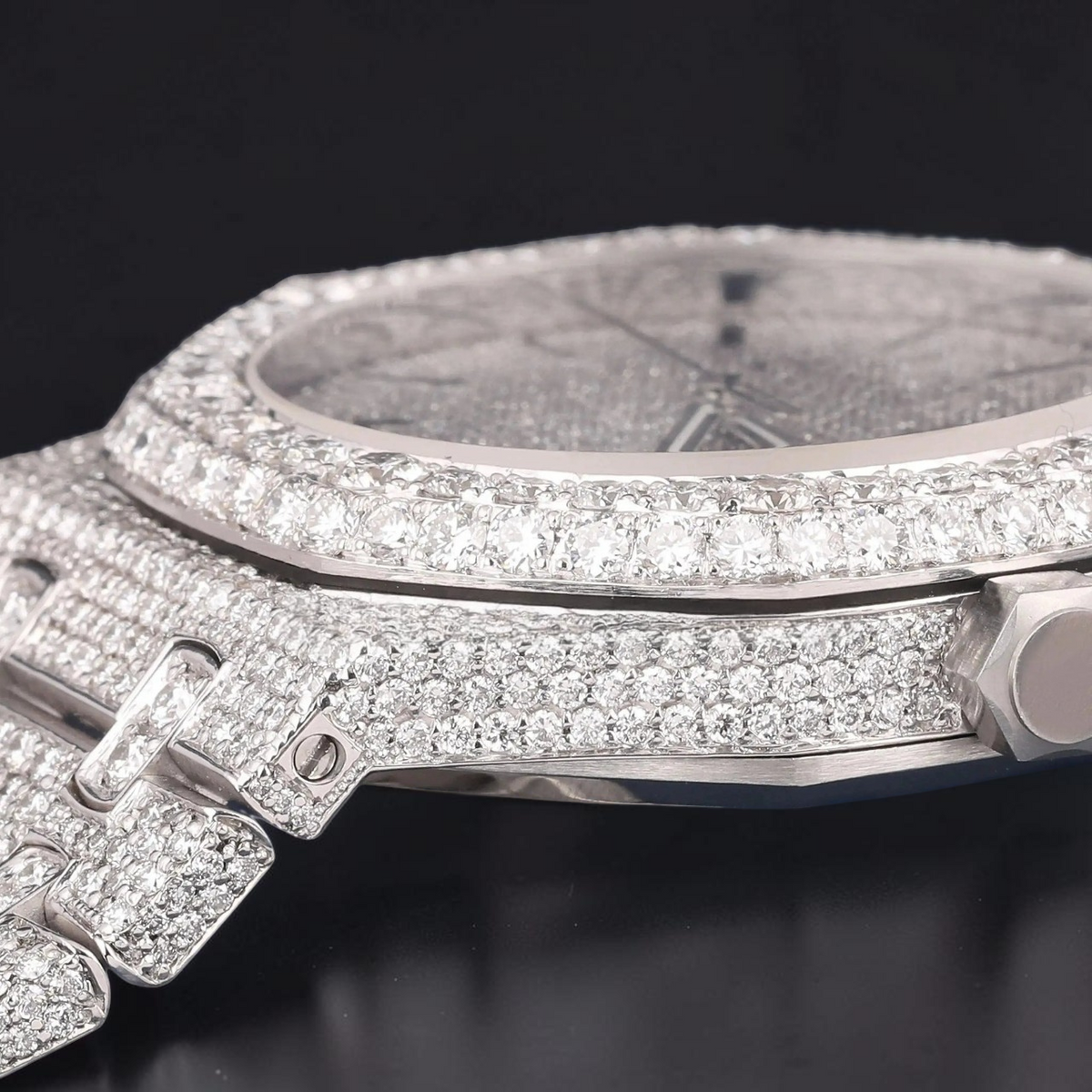 36mm White Diamond Dial Moissanite Automatic Watch