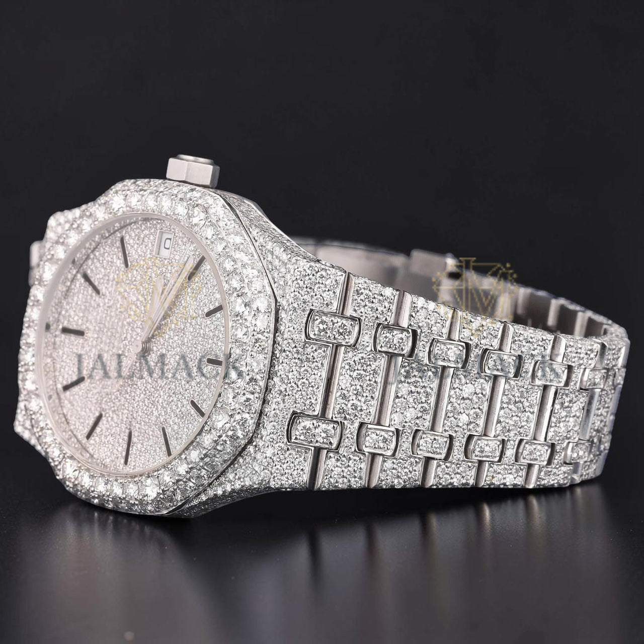36mm White Diamond Dial Moissanite Automatic Watch