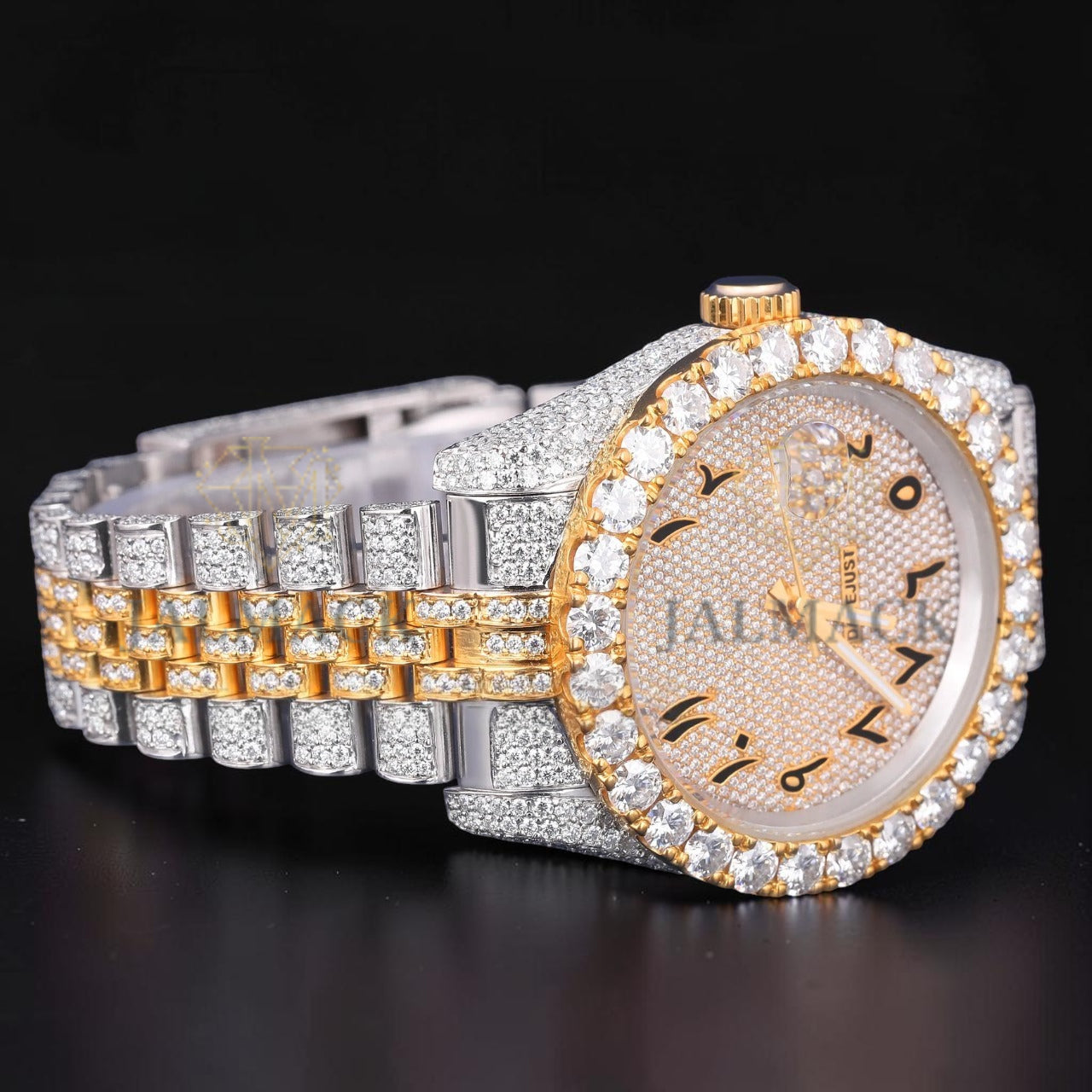 Luxury Arabic Dial Two Tone Moissanite Automatic Watch