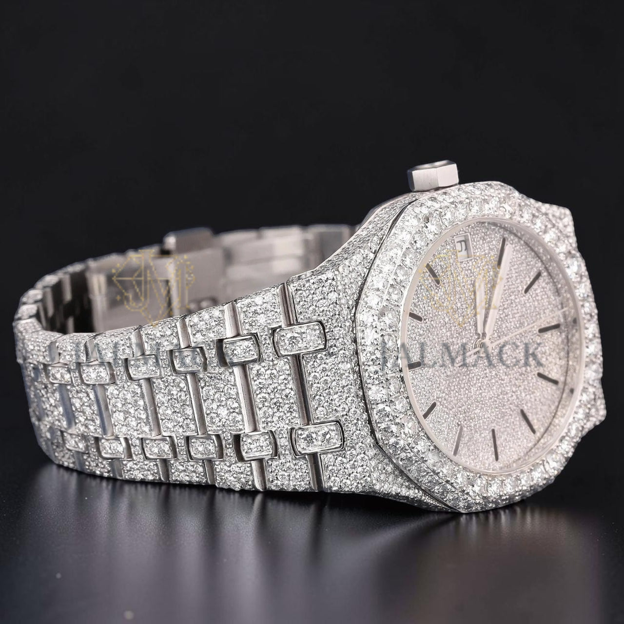 36mm White Diamond Dial Moissanite Automatic Watch