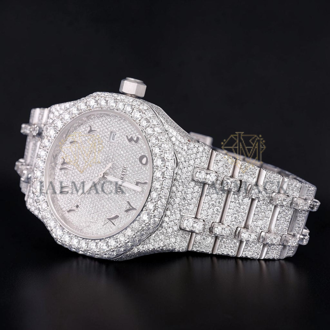 Luxury Silver Moissanite Automatic Watch VVS1 D Color