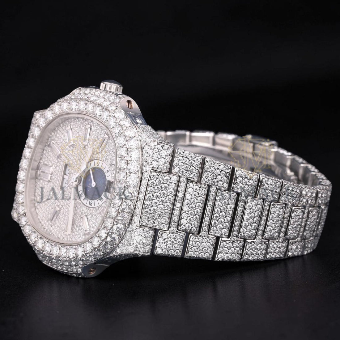 Luxury Silver Baguette Moissanite Automatic Watch VVS1 D Color Fully Iced Out