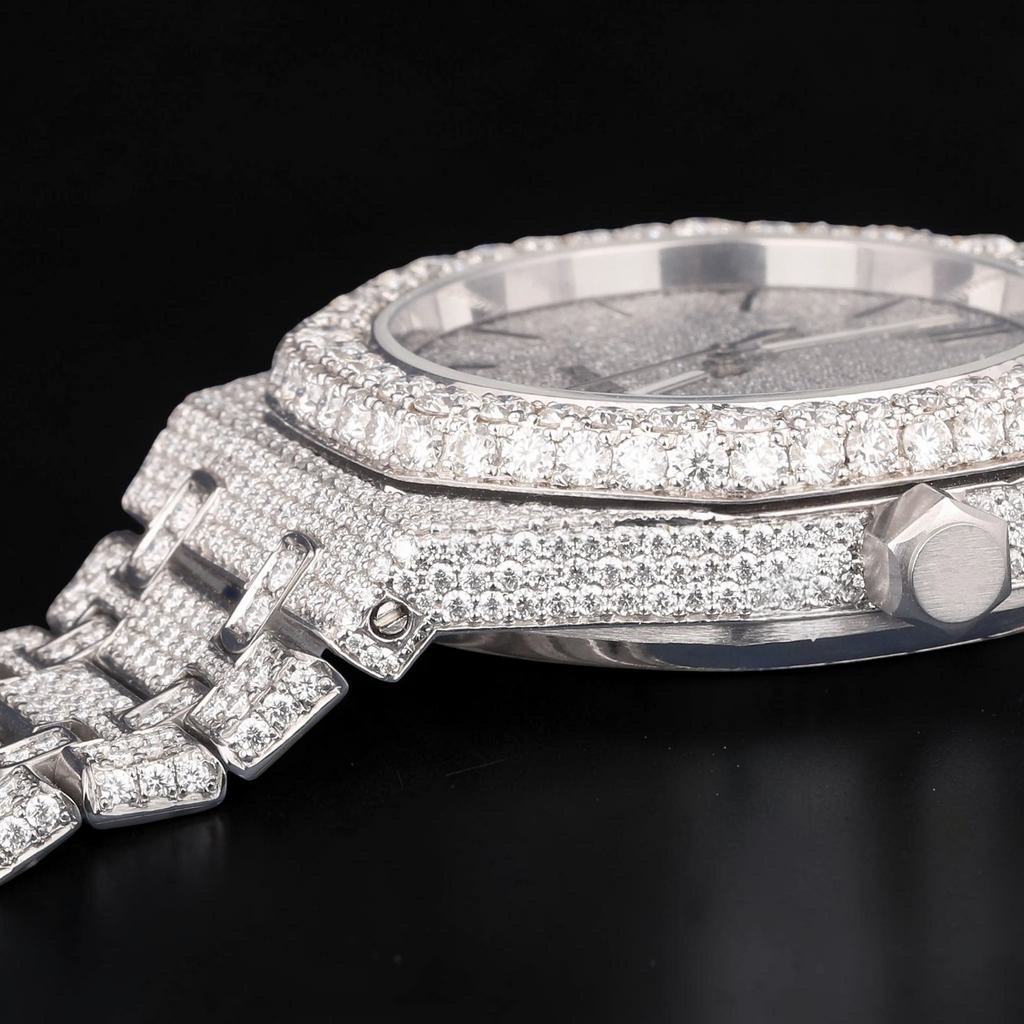 Luxury Silver Moissanite Automatic Diamond Watch VVS1 D Color