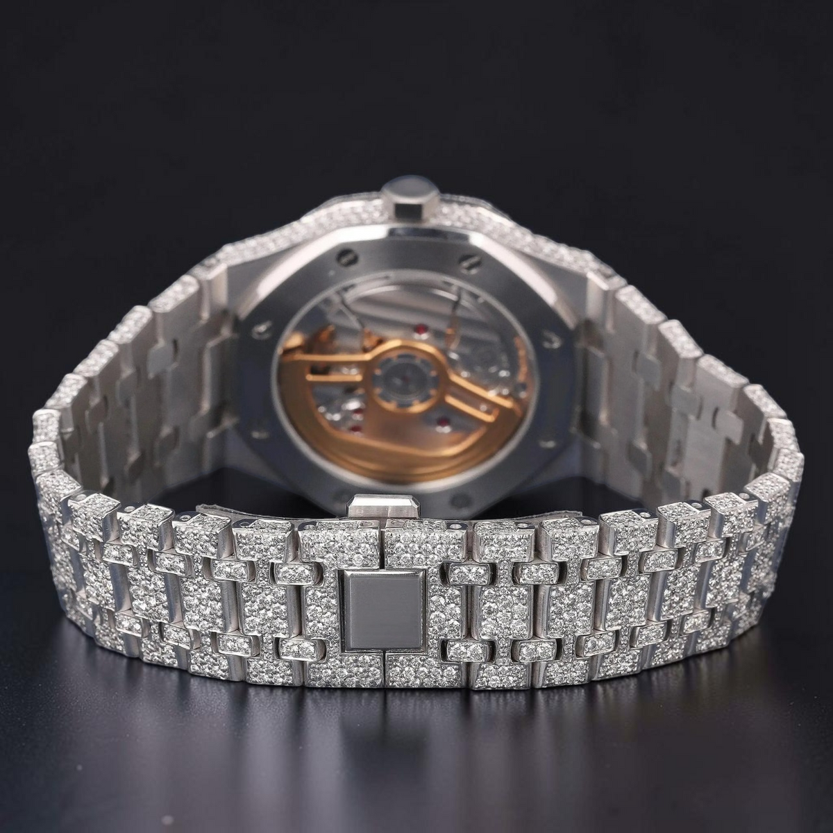 Luxury Silver Automatic Moissanite Watch