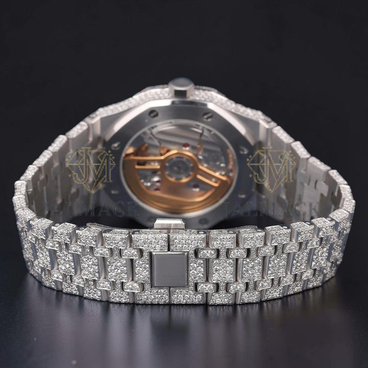 36mm White Diamond Dial Moissanite Automatic Watch