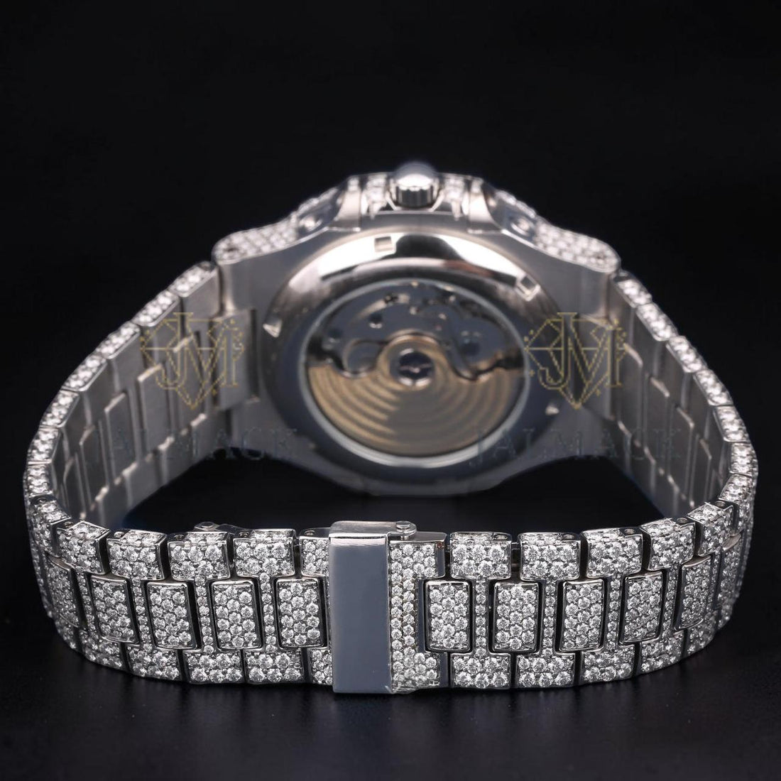 Luxury Silver Baguette Moissanite Automatic Watch VVS1 D Color Fully Iced Out