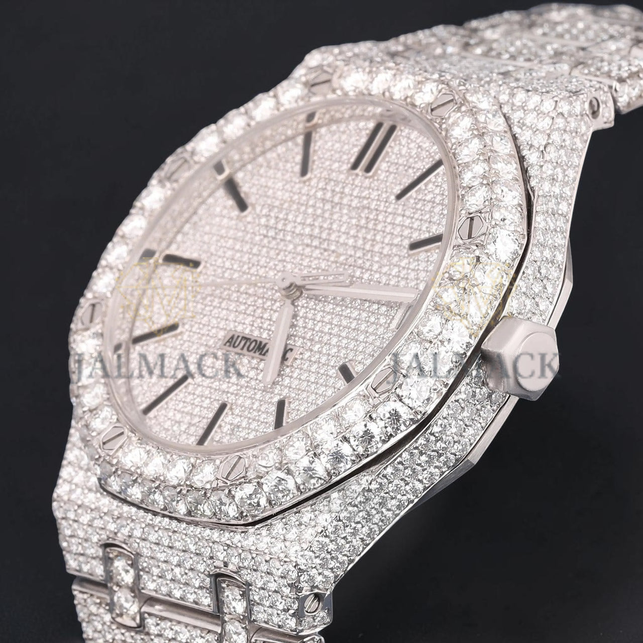 36mm White Diamond Dial Moissanite Automatic Watch