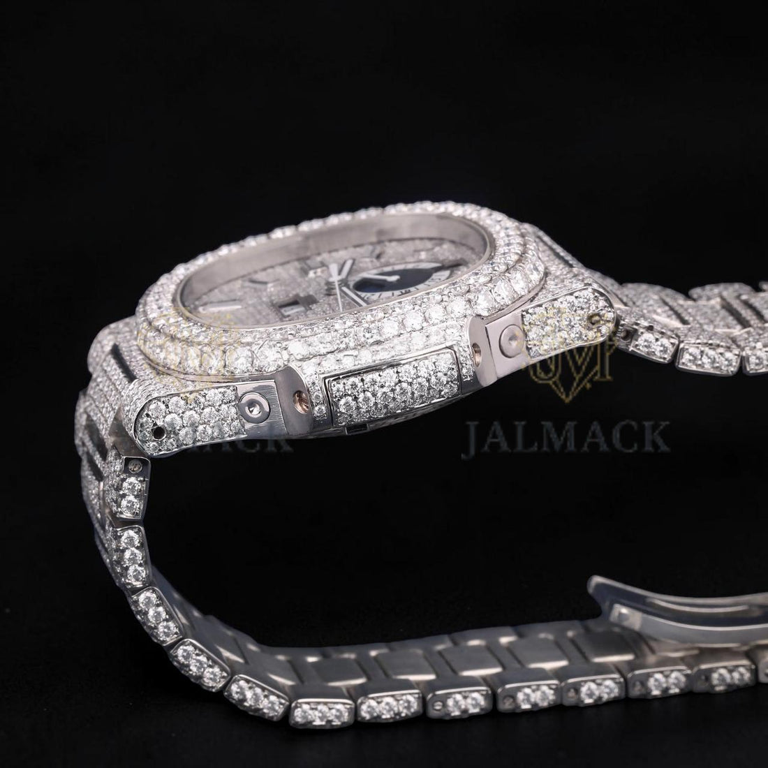 Luxury Silver Baguette Moissanite Automatic Watch VVS1 D Color Fully Iced Out