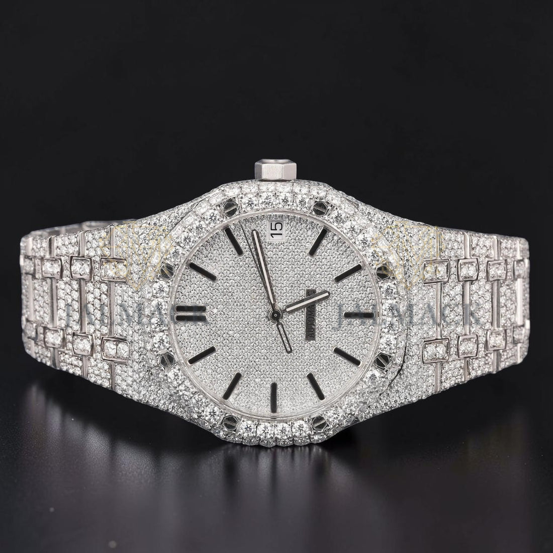 36mm Round Brilliant White Moissanite Automatic Watch
