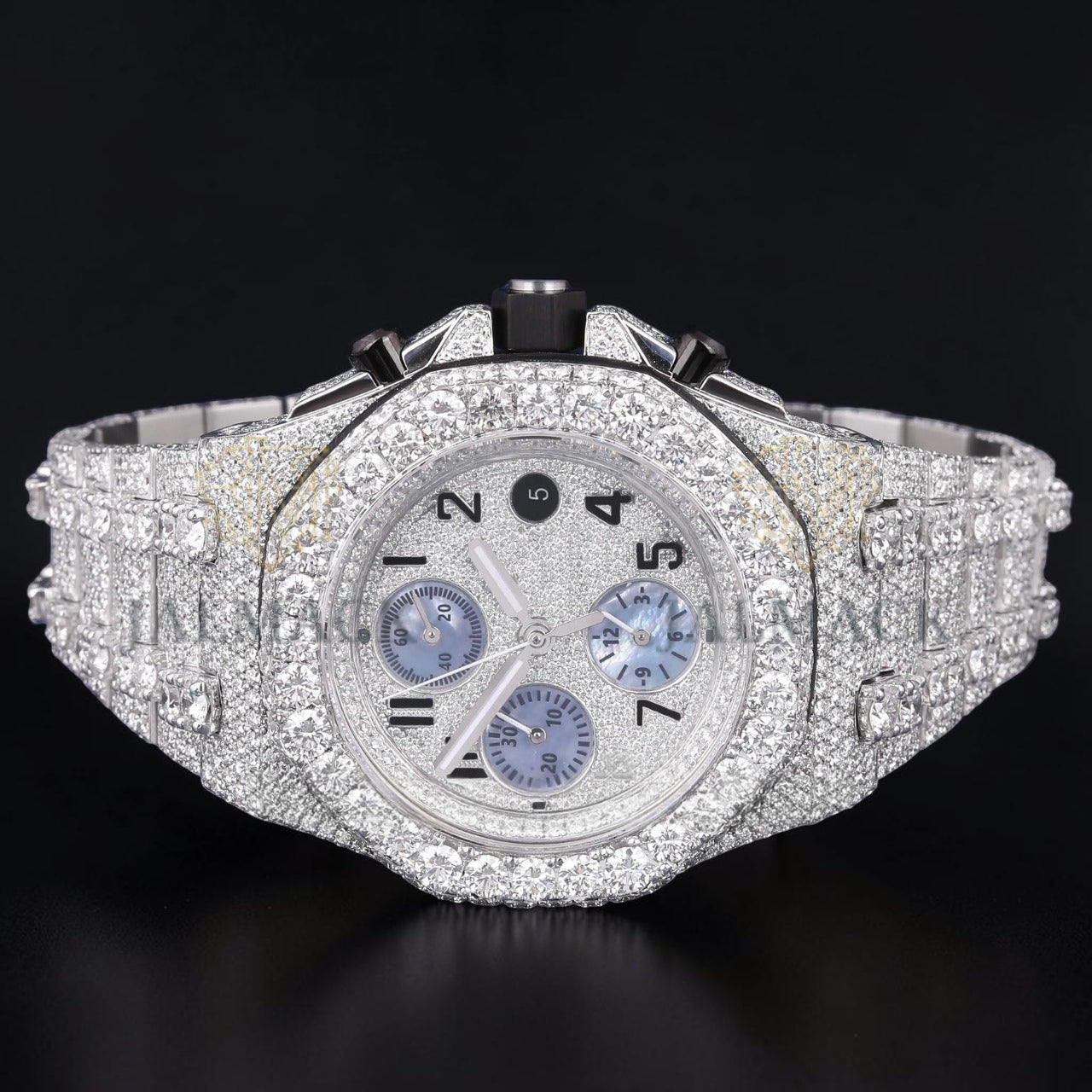 Luxury Silver Moissanite Chronograph Watch VVS1 D Color